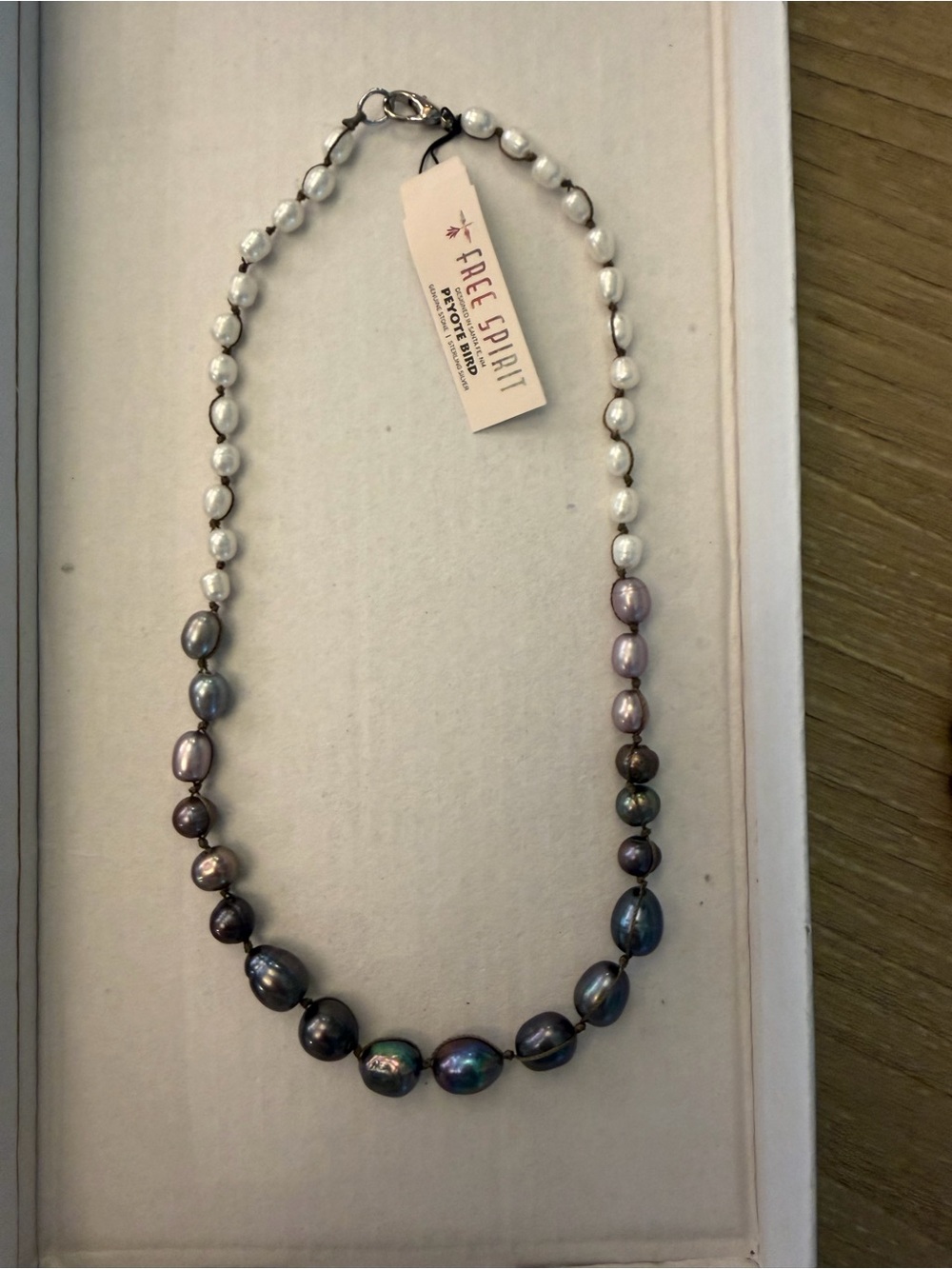 Free Spirit Multi-Tone Pearl Necklace — Iridescent White, Gray, Purple & Blue